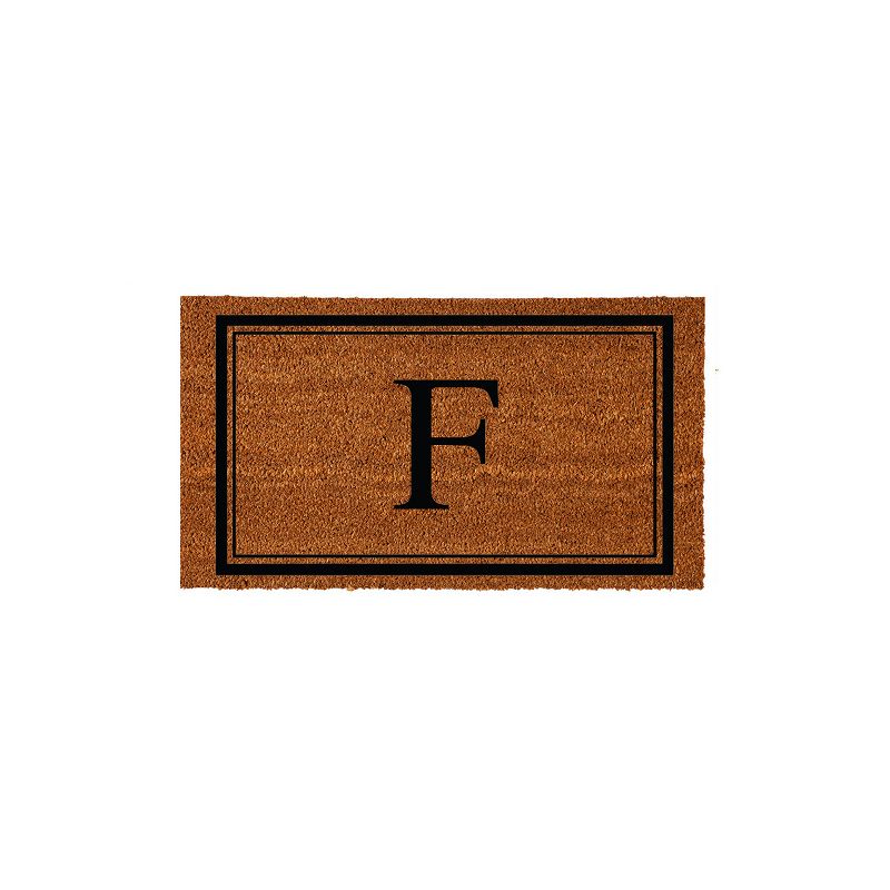 Evergreen Monogram Indoor Outdoor 100% Natural Coir Doormat 28" x 16" |  Letter  "F", 1 of 4