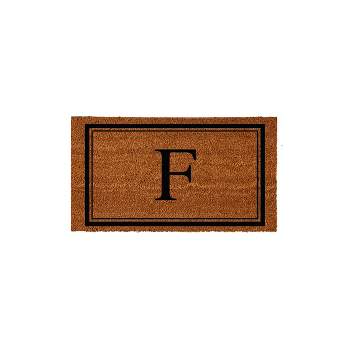 Evergreen Monogram Indoor Outdoor 100% Natural Coir Doormat 28" x 16" |  Letter  "F"