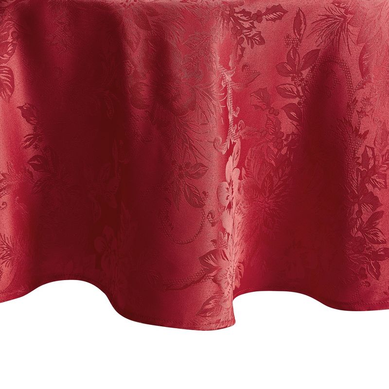 Poinsettia Elegance Jacquard Holiday Tablecloth - Elrene Home Fashions, 1 of 4