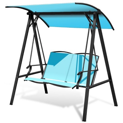 Tangkula Outdoor Patio Swing Loveseat Hammock Hanging Chair Turquoise ...