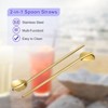 Unique Bargains Stainless Steel Reusable Long Handle Heart Shaped Spoon Straws 8 Pcs - 4 of 4