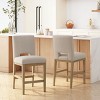 Fabric Barstools Set of 2,Wooden Upholstered Counter Bar Stools with L-Shaped Backs stools,Kitchen Island,Breakfast Bar Stools-Cuddlewood - 2 of 4