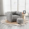 CAVINAS Soft Bean Bag Chair for Adults, Square Lazy Sofa with High Resilient Foam and Footstool, for Living Room and Bedroom, Gray - 2 of 4
