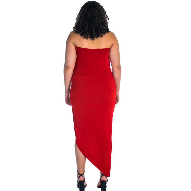24seven Comfort Apparel Cowl Neck Long Asymmetrical Backless Plus Size Halter Dress, 3 of 5