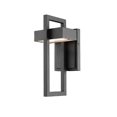 1 Light LED Outdoor Sconce Black with Frosted Shade - Aurora Lighting