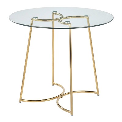 Modern Round Glass Dining Table with Gold Spider Base