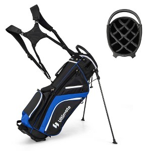 Costway Lightweight Golf Stand Bag with 14 Way Top Dividers 6 Pockets Cooler Bag Rain Hood Blue/Gray/Red - 1 of 4