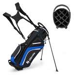 Costway Lightweight Golf Stand Bag with 14 Way Top Dividers 6 Pockets Cooler Bag Rain Hood Blue/Gray/Red
