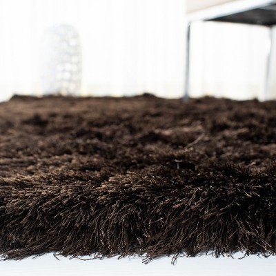 Luxurious Chocolate Hand-Tufted Square Shag Area Rug