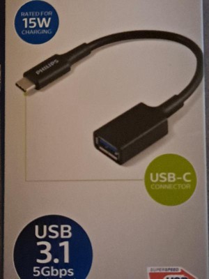 Philips 6 Usb-c To Usb 3.1 Female Adapter Black : Target