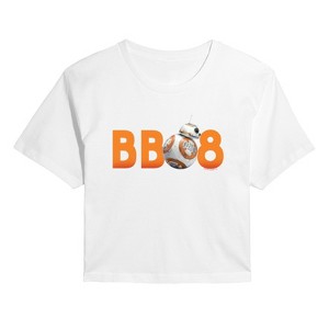 Women's Star Wars: The Force Awakens BB8 Cropped Graphic T-Shirt - White - X-Large - 1 of 4