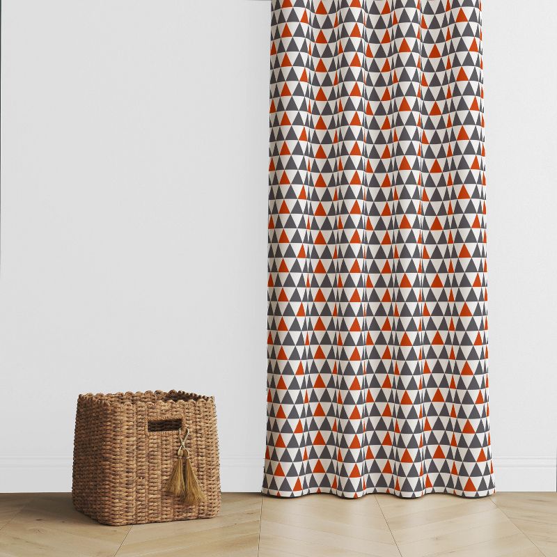 Bacati - Triangles Orange/Gray Cotton Printed Single Window Curtain Panel, 3 of 5