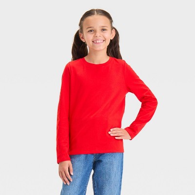 Image of Girls' Long Sleeve T-Shirt - Cat & Jack™ Medium Red XS