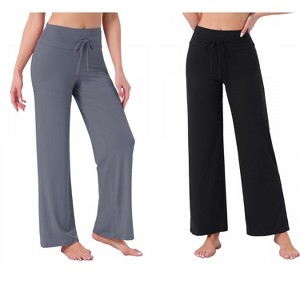 INSPIRE CHIC Women's 2 Pcs Pajama Pants Wide-Leg Casual Lounge Yoga Drawstring Bottoms - 1 of 4
