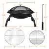 Yaheetech 21" Portable Firepit Folding Wood Burning Fire Bowl for Garden Outdoor  with Spark Screen, BBQ Grill - 3 of 4