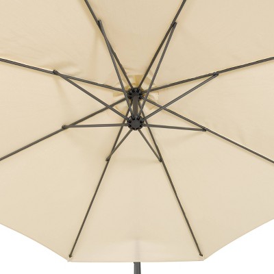 Warm White 9.5' Steel Frame Offset Tilting Patio Umbrella