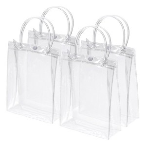 Unique Bargains Clear PVC Reusable Mini Transparent Plastic Wrap Tote Gift Bags 9"x6.7"x2.8" - 1 of 4