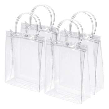 Unique Bargains Clear PVC Reusable Mini Transparent Plastic Wrap Tote Gift Bags 9"x6.7"x2.8"