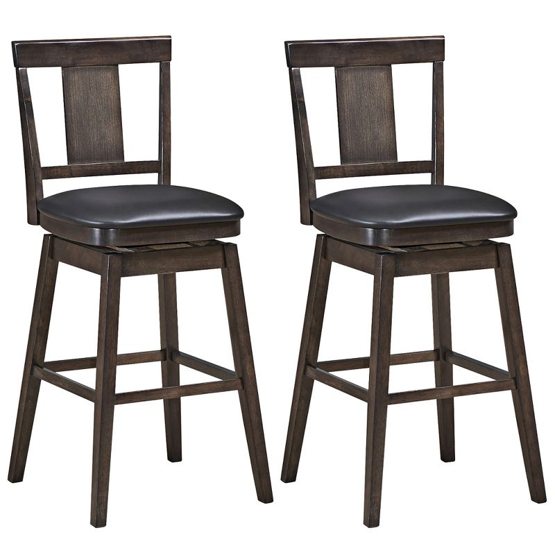 1PC\2PCS\3PCS\4PCS Swivel Bar Stool 29 inch Upholstered Pub Height Bar Chair with Rubber Wood Leg, 1 of 11