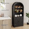 Vipbear 70" Tall Arched Kitchen Pantry, Modern Kitchen Storage Cabinets With Open & Adjustable Shelves,5-Tier Arched Bookcase Arched Bookshelf - 3 of 4