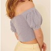 Women's Speckled Rib Knit Off Shoulder Puff Crop Sweater - PROMESA - 2 of 4