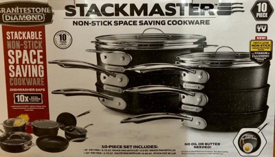 Granitestone Stackmaster 5 Piece Space Saving Nonstick Cookware Set : Target