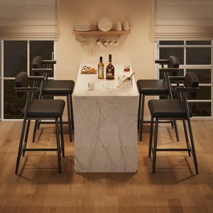 Coucheta Counter Height Bar Stools Set of 2 with Arms, 26" Upholstered Modern Bar Stools Set with Wood Back Footrest for Kitchen Island, Counter Bar - 1 of 4