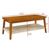 LIVAREEmlen Mid-Century Coffee Table with Woven Shelf,Farmhouse Wood Low Rectangle Tea Table for Living Room Couch Patio Home Office - 3 of 4