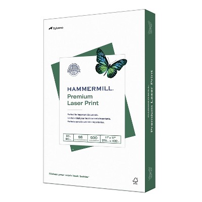 Hammermill Premium Laser Print 11" x 17" Multipurpose Paper 24 lbs. 98 Brightness 500/Ream (104620)