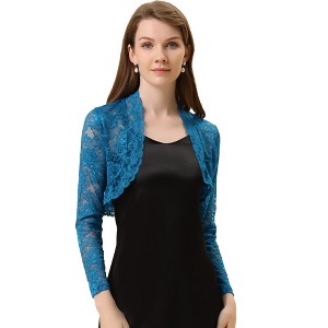 INSPIRE CHIC Women's Elegant Sheer Floral Lace Crop Bolero Shrug - 1 of 4
