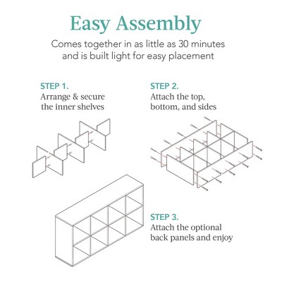 Light Oak 8-Cube Storage Organizer with Removable Panels