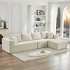 137.8" Corduroy Upholstery L-Shaped Cloud Modular Sectional Sofa with Right Chaise and Pillows, All-Foam Compression Design - 4 of 4