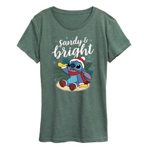 Women's - Lilo and Stitch - Sandy and Bright Christmas Short Sleeve Graphic T-Shirt - 1 of 4