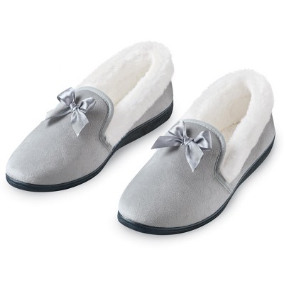 Collections Etc Velvet Bow Trimmed Slippers