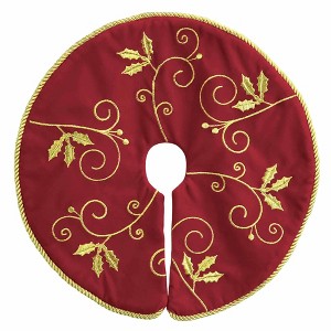 Old World Christmas 12.0 Inch Mini Ornate Tree Skirt Embroidery Gold Cord Trim Tree Skirts - 1 of 3