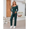 Pregnancy Jumpsuits Crewneck Tie Front Elastic Waist Stretchy Romper - 3 of 4