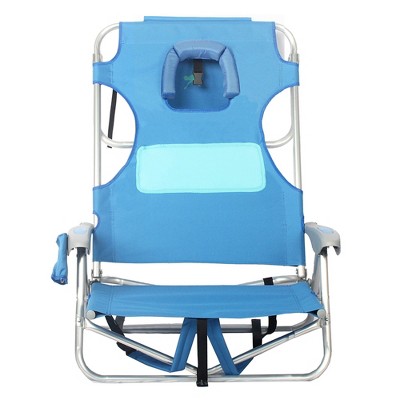 Blue Aluminum Adjustable Chaise Lounge Beach Chair with Cushions