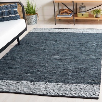 Mod-Chic Gray Cotton and Cowhide 4' x 6' Flat Woven Area Rug