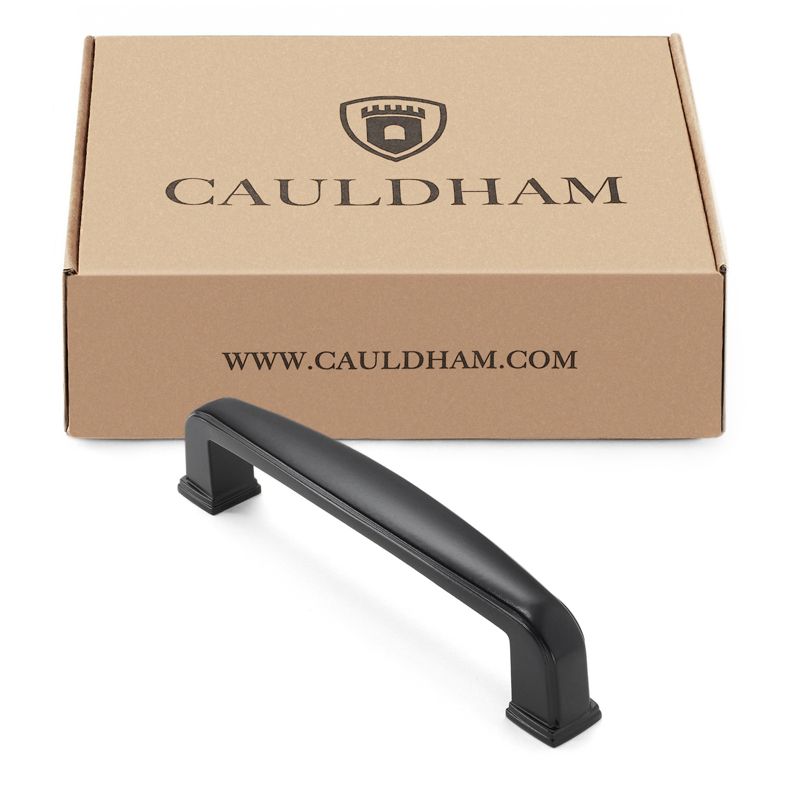 Cauldham Solid Kitchen Cabinet Handles (3-3/4" Hole Centers) - Drawer/Door Hardware - Style T765 - Matte Black, 4 of 6