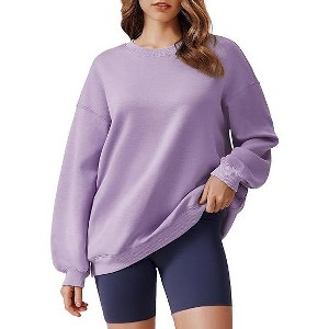 Pinspark Sweatshirt for Women Oversized Fall Outfit Long Sleeve Y2K Pullover Top Crewneck Sweat Shirts with Side Pockets - 1 of 4