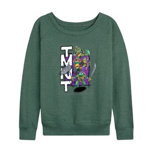 Women's - Teenage Mutant Ninja Turtles - Donatello, Raphael, Leonardo, & Michelangelo Lightweight French Terry Wide Neck Long Sleeve Shirt - 1 of 4