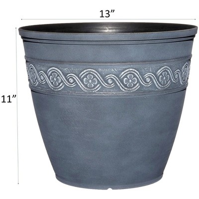 Storm Blue 13" Resin Indoor/Outdoor Flower Pot Planter