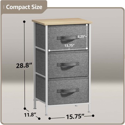 Beige 3-Drawer Compact Nightstand with Smooth Tabletop