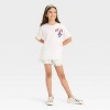 Girls' Stitch Short Sleeve 'Ohana' Oversized T-Shirt - The Disney Collection by Cat & Jack™ White - 4 of 4