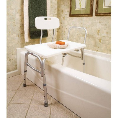 White Adjustable Plastic Bathtub Transfer Bench
