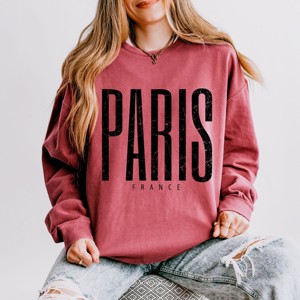 Simply Sage Market Paris France Distressed Lightweight Garment Dyed Sweatshirt - 1 of 4