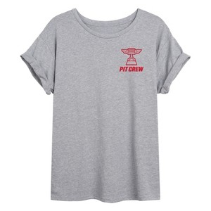 Women's - Disney - Team Lightning Mcqueen Pit Crew Oversized Graphic T-Shirt - 1 of 4