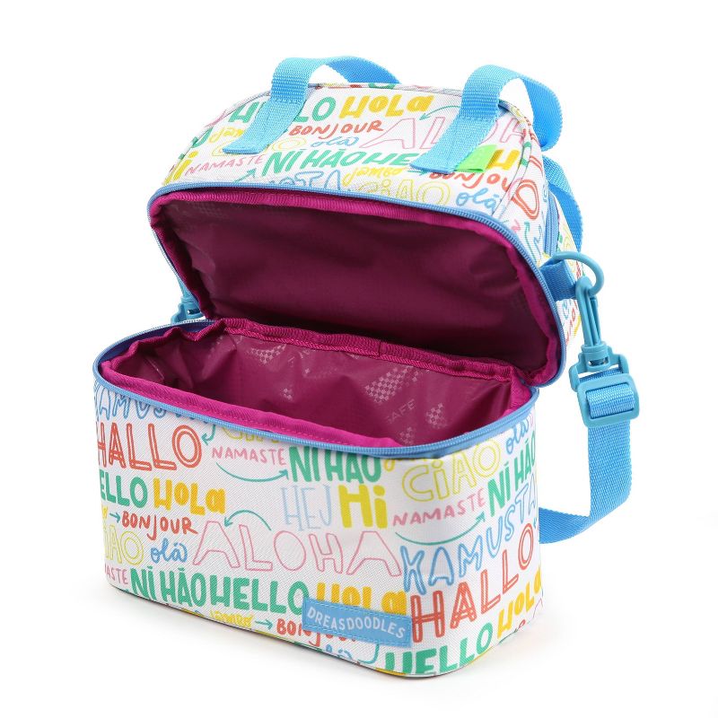DREASDOODLES by Andrea Campos Lola Dual Compartment Lunch Bag - Hello Friends, 6 of 10