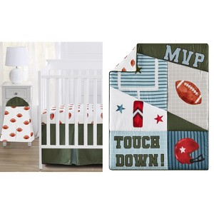 Sweet Jojo Designs Boy Baby Crib Bedding Set - Football Green Brown and Red 4pc - 1 of 4