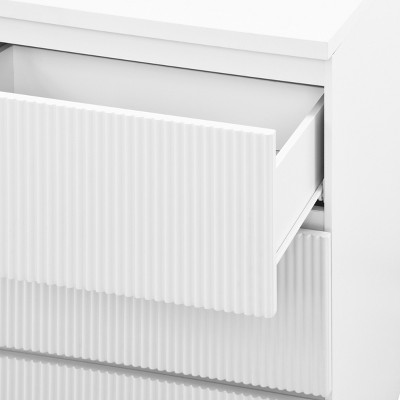Gulches Modern White 6-Drawer Storage Cabinet - Wavy Drawer Panel, Handle-Free, 47.2"W?¨¢15.74"D?¨¢31.5"H, for Home